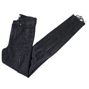 Madewell 9" High Rise Skinny Jeans Womens Size 26T Black Ripped Denim Pants